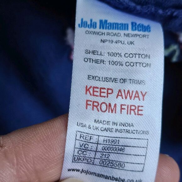 JoJO Maman BeBe ~ Navy Butterfly Embroidered Cord Mix & Match Dress ~ 4/5 Years - Picture 6 of 8